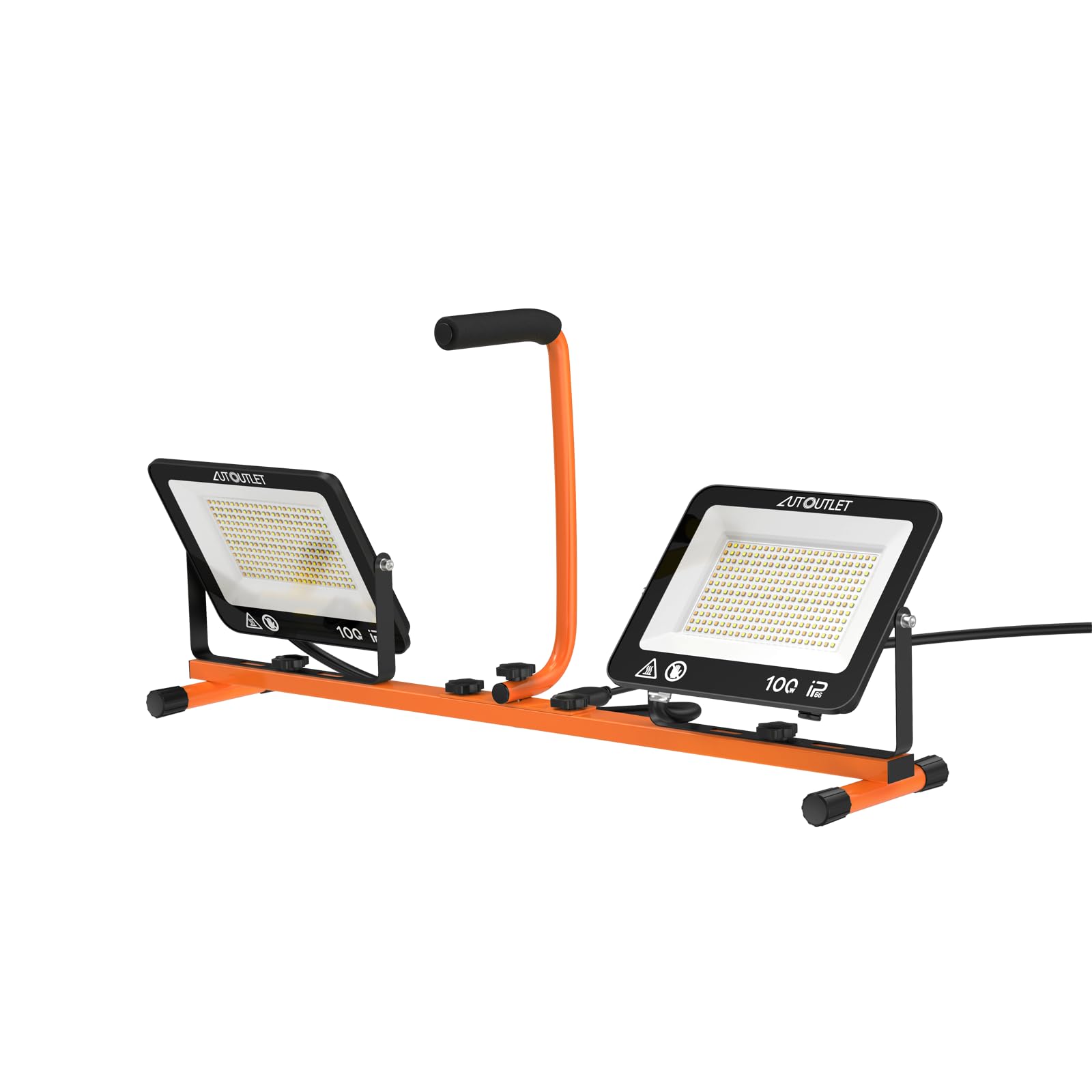 AUTOUTLET Baustrahler LED mit Stativ 200W, 3 Farbtemperaturmodi & 5M Kabel | 19000LM Baulampe, 3000K/5000K/6500K, 118-174cm Höhenverstellbar Stativ, IP66 Wasserdicht, Abnehmbar, für Garage Baustelle