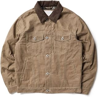 Men's Red Canvas Waxed Jacket Windproof Outerwear for Outdoor Activities and Casual Use