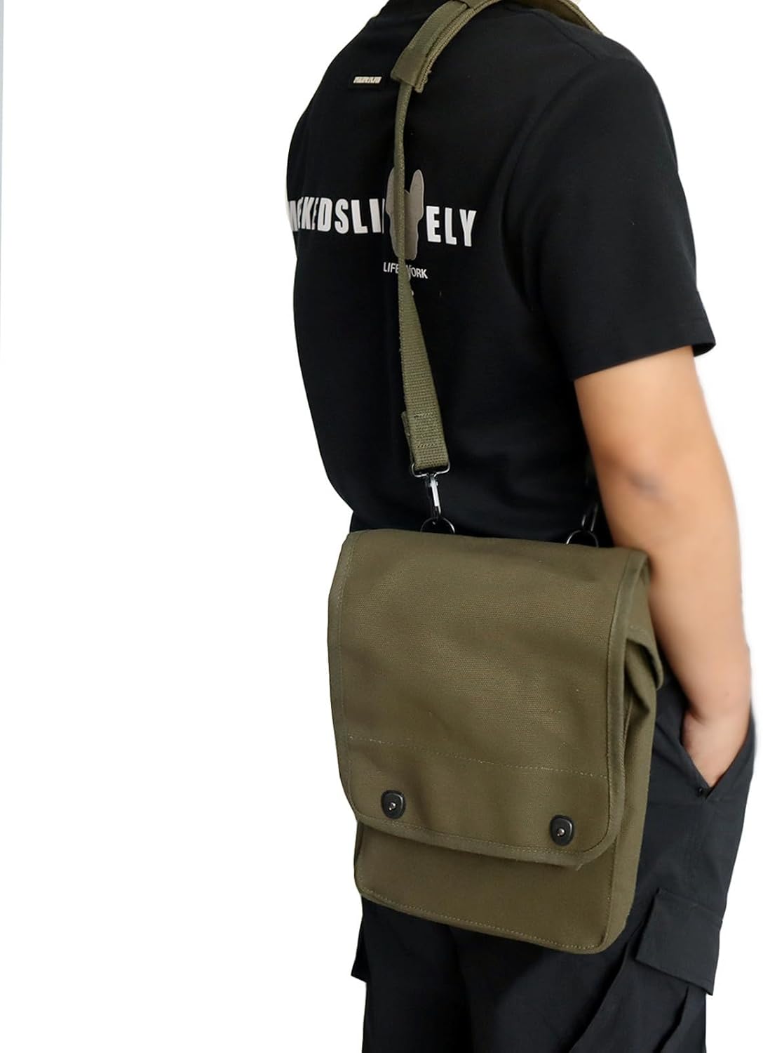 WW2 M1938 マップパック ヴィンテージ OD キャンバス ショルダー デブリバッグ レプリカ 第二次世界大戦 USオフィサー