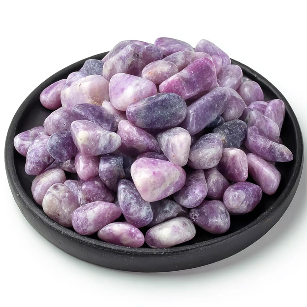 Lepidolite Healing Crystal Stone Set - 24 Pieces, 0.6" Natural &amp; Polished Stones for Healing, Meditation, Reiki, Chakra, Crafting &amp; Decoration