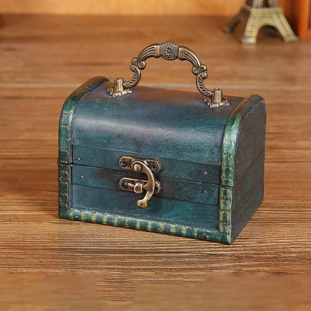 Kolczyki Schowek Artykuły domowe Retro Drewniane pudełko z biżuterią Mała walizka Kolczyki Case