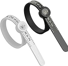 2 Pcs Adjustable Ring Sizer UK – Ring Measurement Tool with Magnifying Glass – A-Z Sizing for Men & Women – Includes Ring Size Guide & Chart (Black & White)