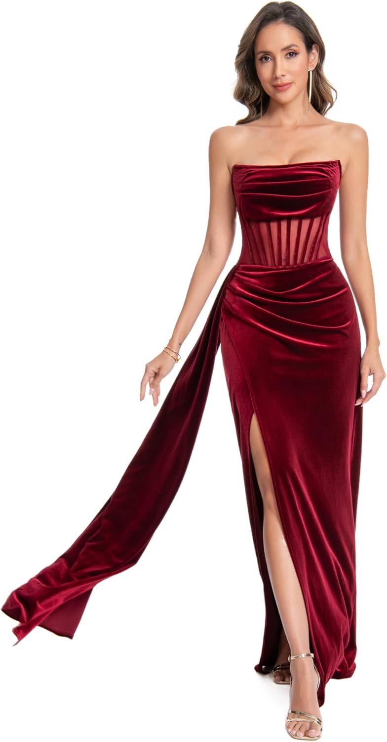 Prom Dresses for Women Formal Evening Gown Party Wedding Guest Strapless Maxi Dress