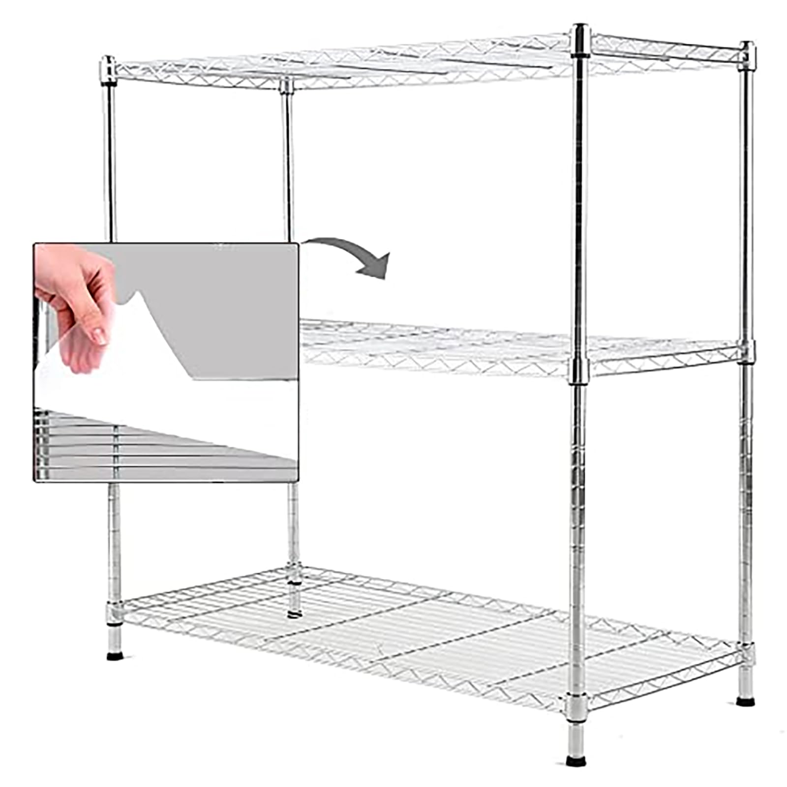 Catalina Creations3-Shelf Chrome Shelving Unit Adjustable Height, Wire Rack Shelving, Metal Steel Storage Shelves for Restaurant Garage Pantry Kitchen Garage Rack (36W x 16D x 36H)