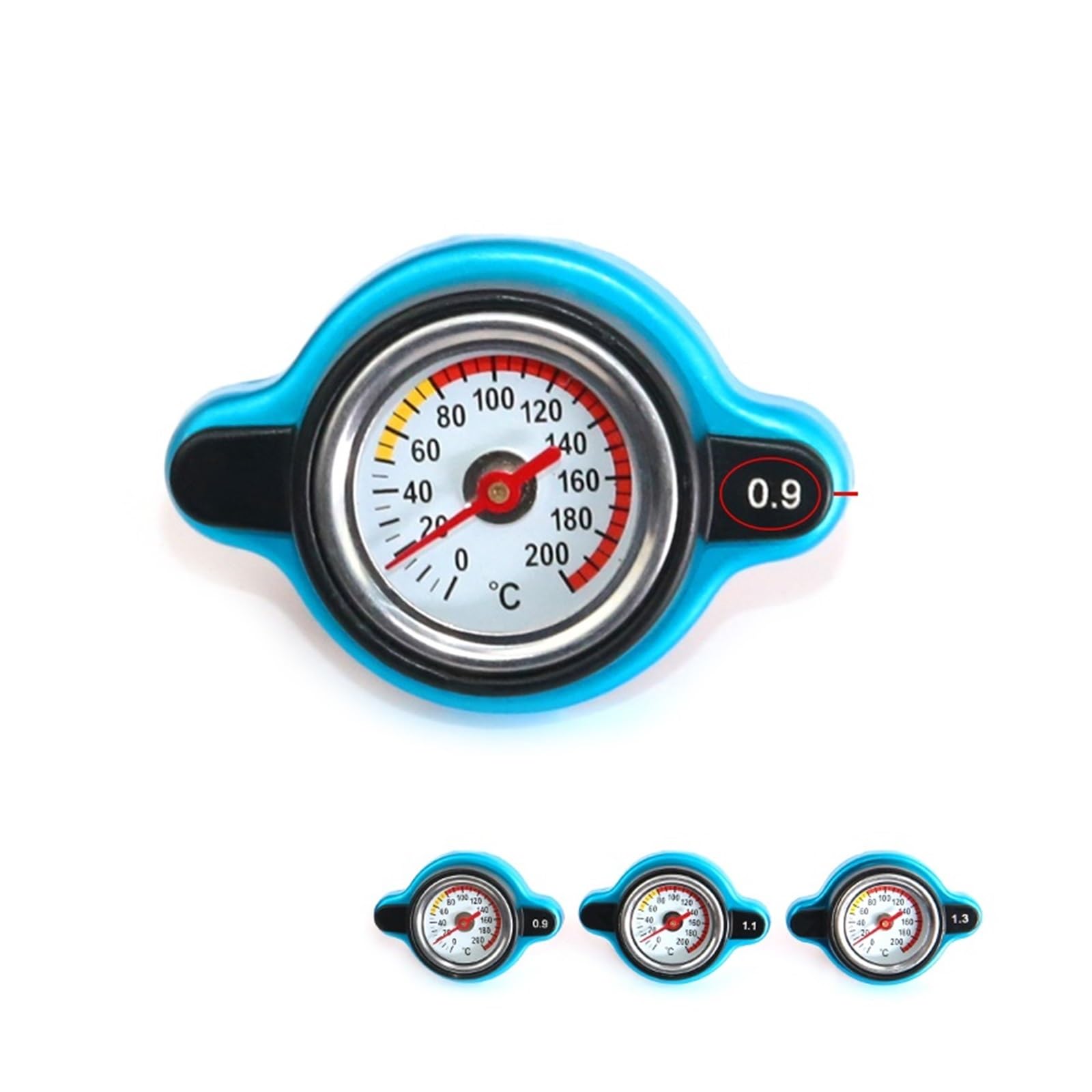 Car Motorcycle Styling D1 Spec Thermo Radiador Cap Tank Cover Medidor de temperatura del agua con utilidad Safe 0.9 Bar / 1.1 Bar / 1.3 Bar (Color : Big Head 1.1)