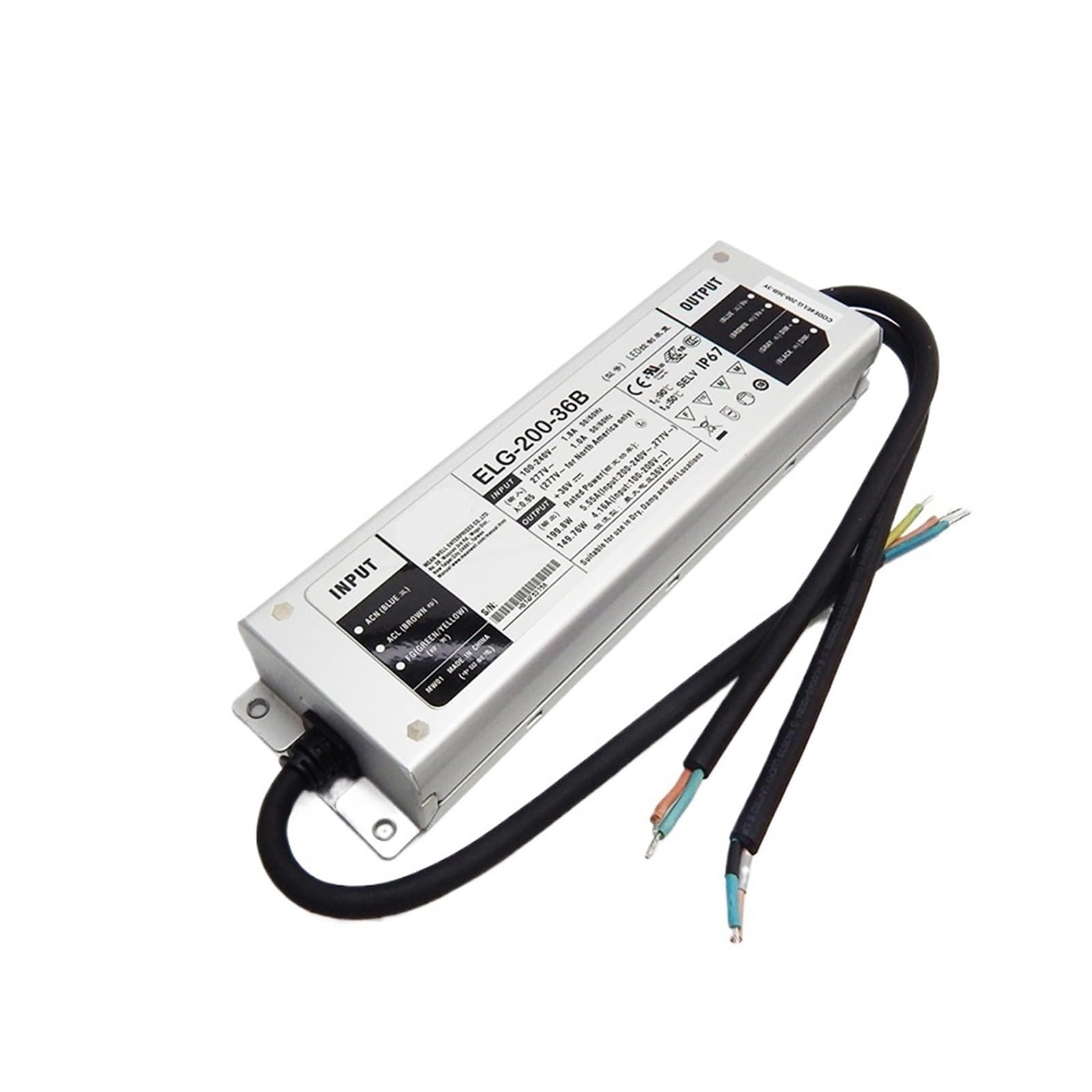 JGNAYRKJQI ELG-200-42AB-3Y 4.7A 42V Dimming LED Power Supply 110V/220VAC to 42V DC 200W Waterproof Adjustable Dimmable led Driver
