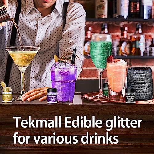 Edible glitter, drink glitter, edible luster dust, edible drink toppers, dazzle shimmer dust for Drinks, Wine, cocktail garnish, Champagne, Beverages, Cake, Fondant,Cookie. Kosher, Vegan, 12 Colors