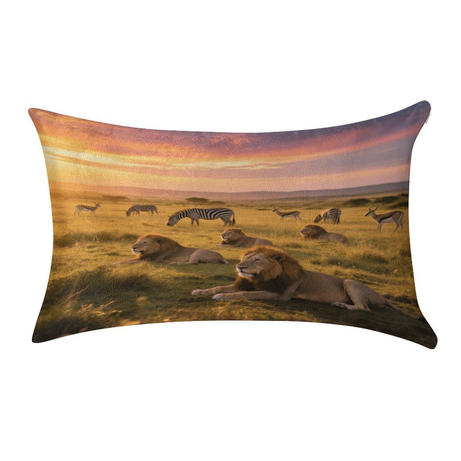 Fekiloot Style Grassland Animals At Dusk Pillow Covers Home Decor Pillow Cases