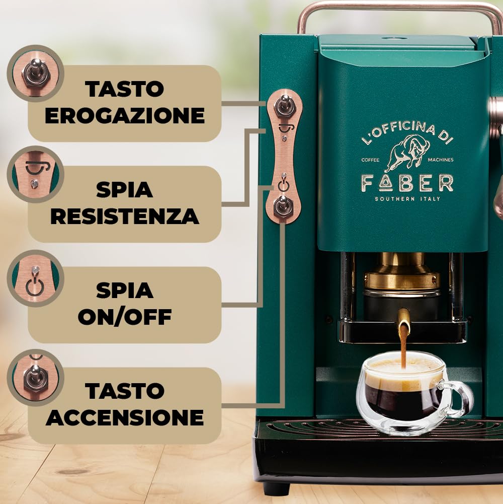 Macchina Caffè A Cialde ESE 44mm Faber Pro Deluxe - Verde Con Ottone - Foto 6