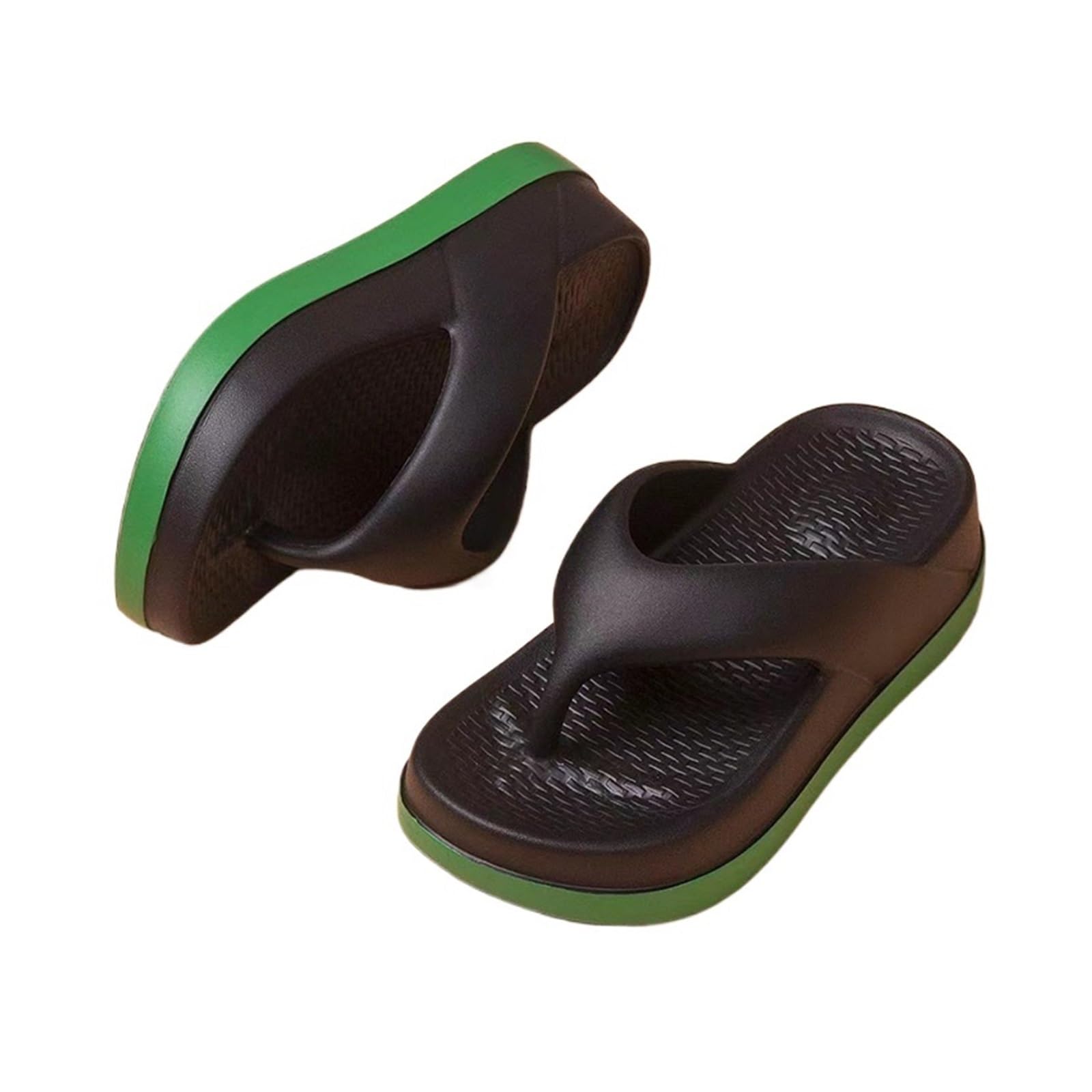 GIJMZY Women's Flip-flops Summer Outdoor And Indoor Thick-soled Sandals 5cm Increase Height Slippers For Beach(Black,37-38)