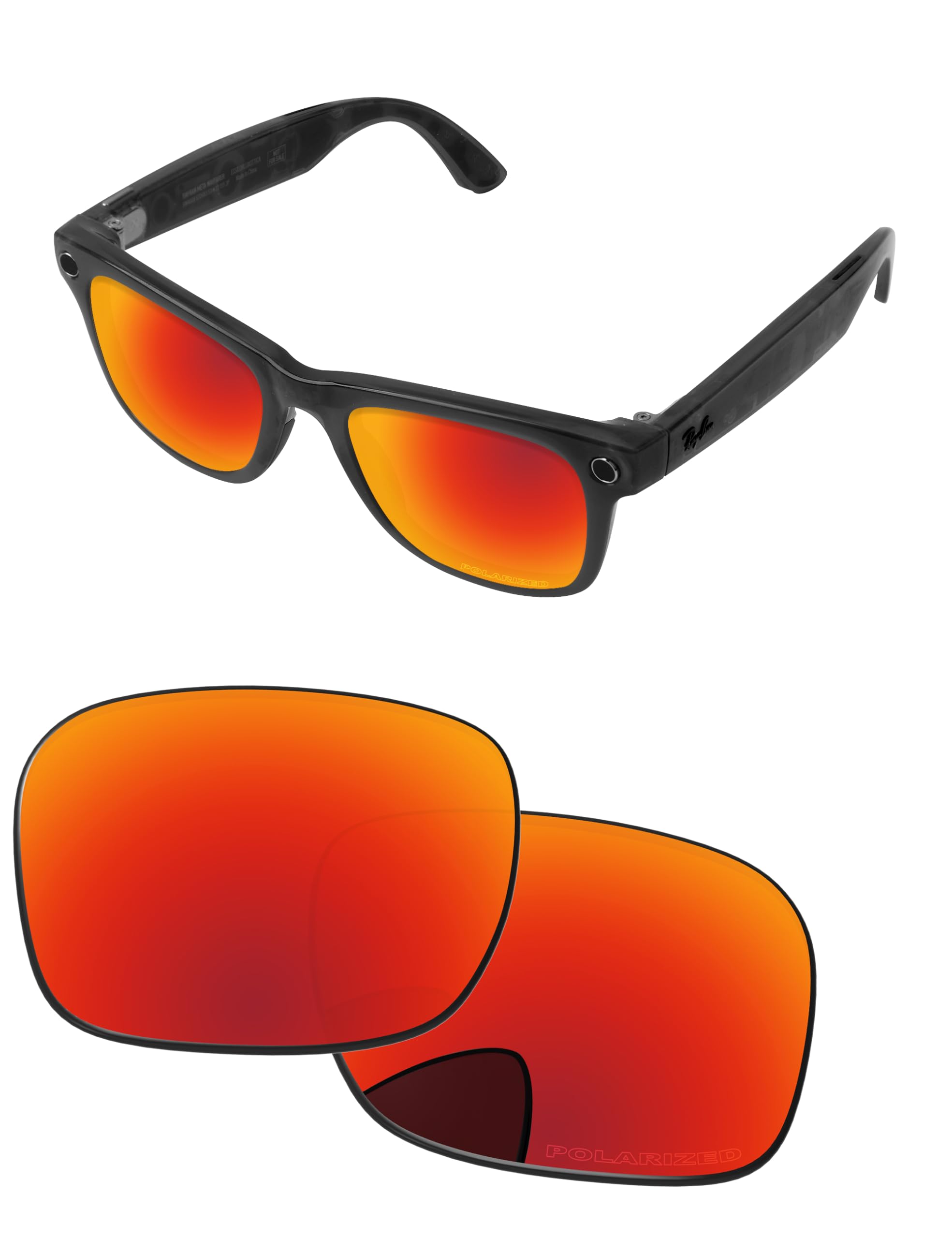 Replacement Lenses for Ray-Ban Meta Wayfarer RW4006 &amp; RW4012 50mm AI Glasses - Photochromic, Anti Blue Light Lens