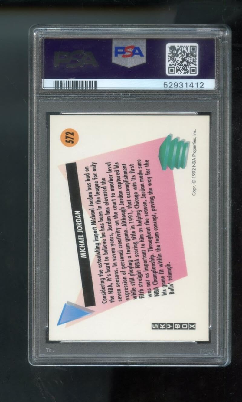 1991-92 Skybox #572 Michael Jordan PSA 9 Graded Basketball Card NBA Chicago Bulls 1991-1992 91-92 Salutes MINT