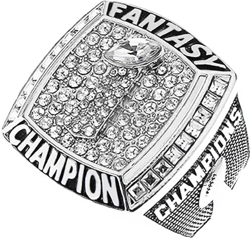 Miniatura 3 de Fantasía Fútbol Anillo Trofeo Premio Premio Deporte MVP Ganador FFL League Champion Ring Con caja