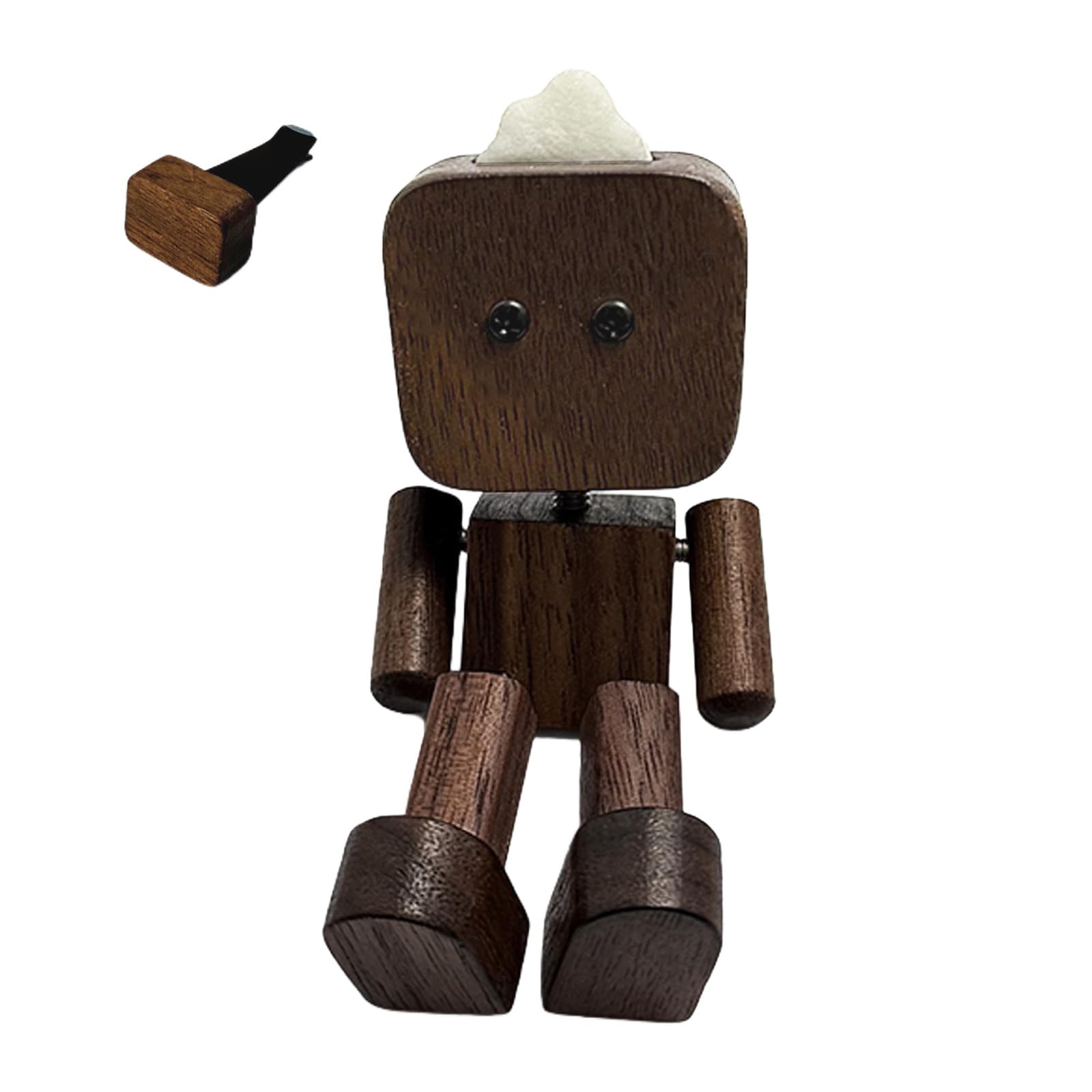 Hsioluted Wooden Dancing Robot Car Decor with Moving Limbs & Secure Base for Dashboard Artistry Car Decorations Interior