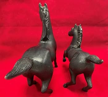 Amazon.co.jp: 躍動感鉄製駿馬金属工芸古美術親子置物一対