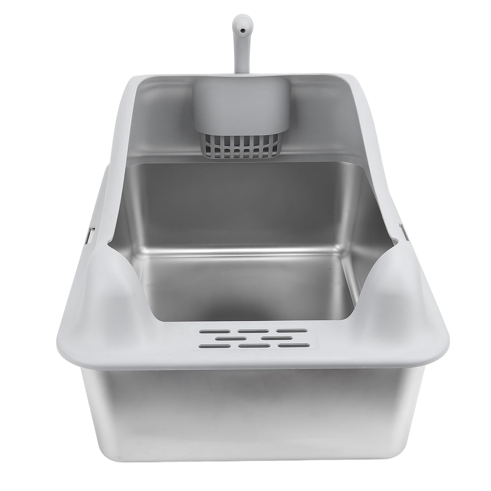 Stainless Steel Cat Litter Box,23.62x15.75x11.81in Large Enclosed Odor Control Metal Cat Litter Box with Shovel