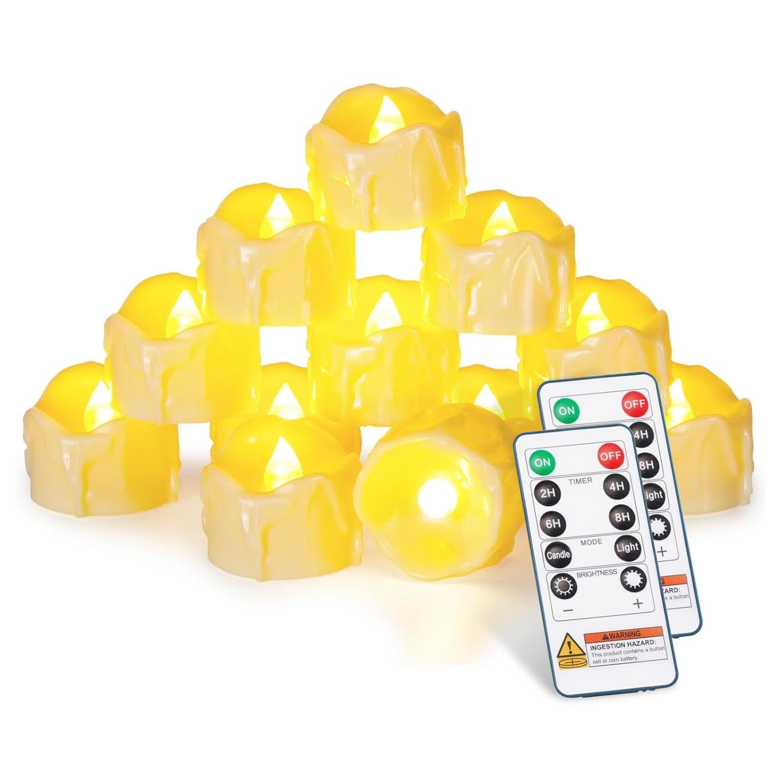 Homemory 24 Stück Fernbedienung Teelichter mit Timer, 400 Hour+ flammenlose Kerzen, Teelichter batteriern, 2H/4H/6H/8H Timer, ideal für Heimdekoration und saisonale Feiern (Warmweiß,Wach