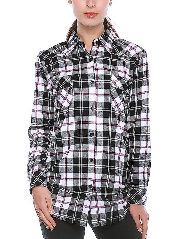 Image of Match Women's Long Sleeve Plaid Flannel Shirt #2021