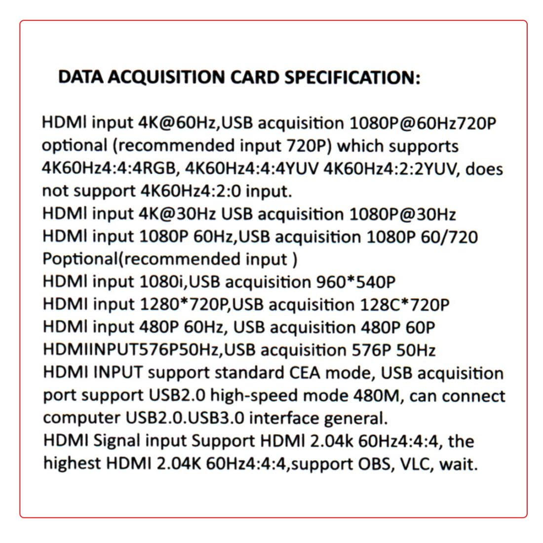 ChenYang 4K HDMI Audio Video USB 3.0 Capture Card 1080P 60FPS para PS4/PS5/Switch/Cámara/OBS, soporta transmisión en directo/videoconferencia/captura de juegos/cine en casa