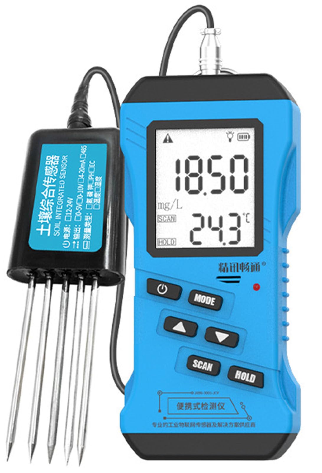 Probador de Suelo 7 en 1 Detector de Suelo LED Nitrógeno Fósforo Potasio pH Temperatura y Humedad Sensor de Agua Conductividad CE Fertilidad Nutrientes