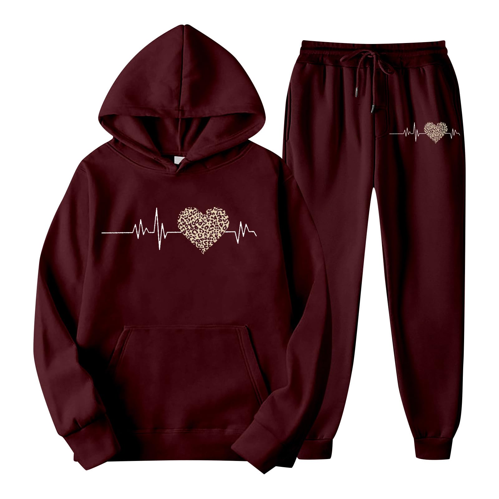 Damen Sweatshirt Jogginghose Set mit Print für Sportliche Aktivitäten Freizeit