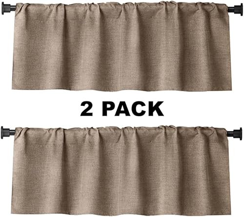 Miniatura 2 de Paquete de 2 cenefas de arpillera para ventana, diseño de granja, cortinas decorativas forradas con bolsillo para cortinero, cenefas para cocinasala