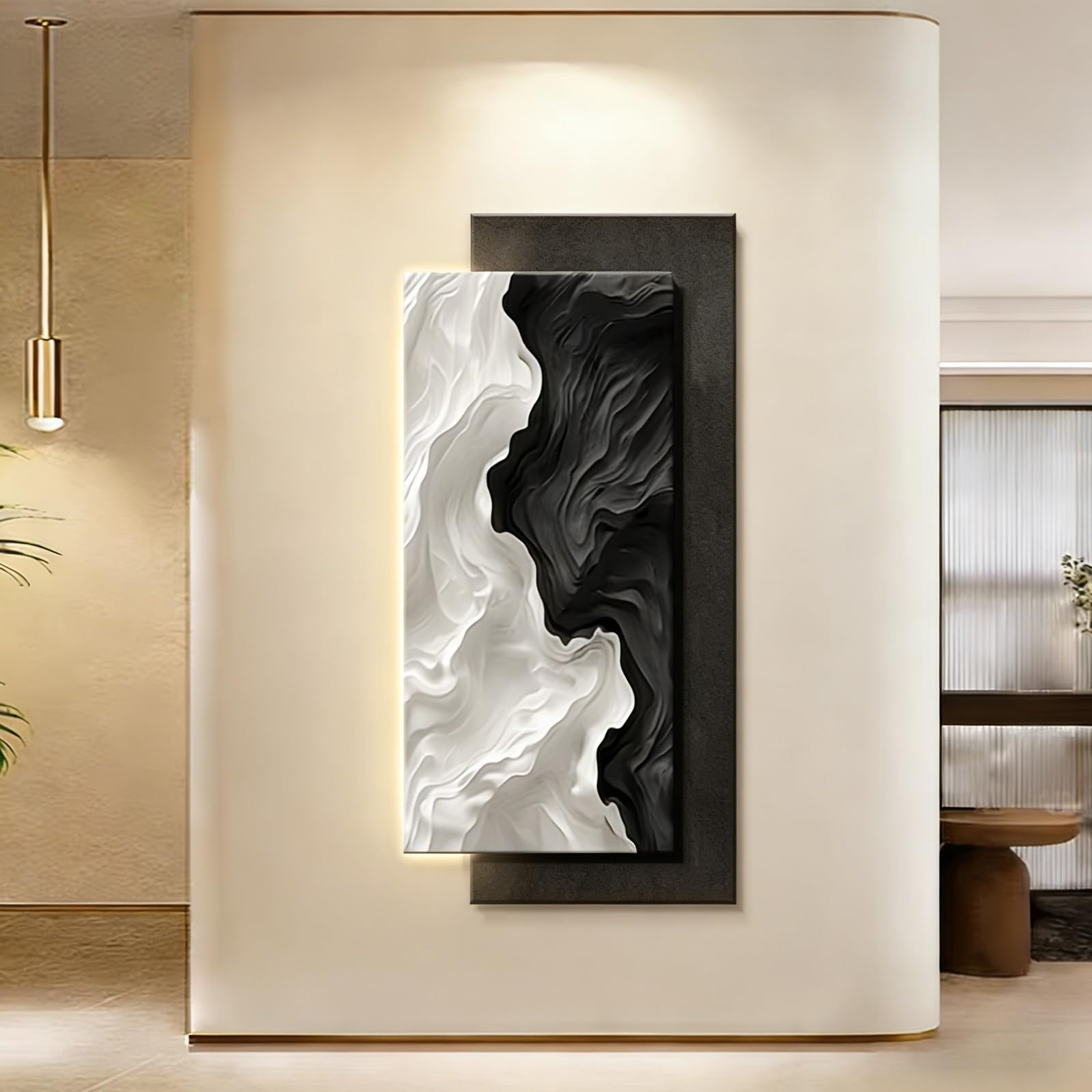 Art mural LED sans cadre en grès haut de gamme pour une décoration de salon luxueuse