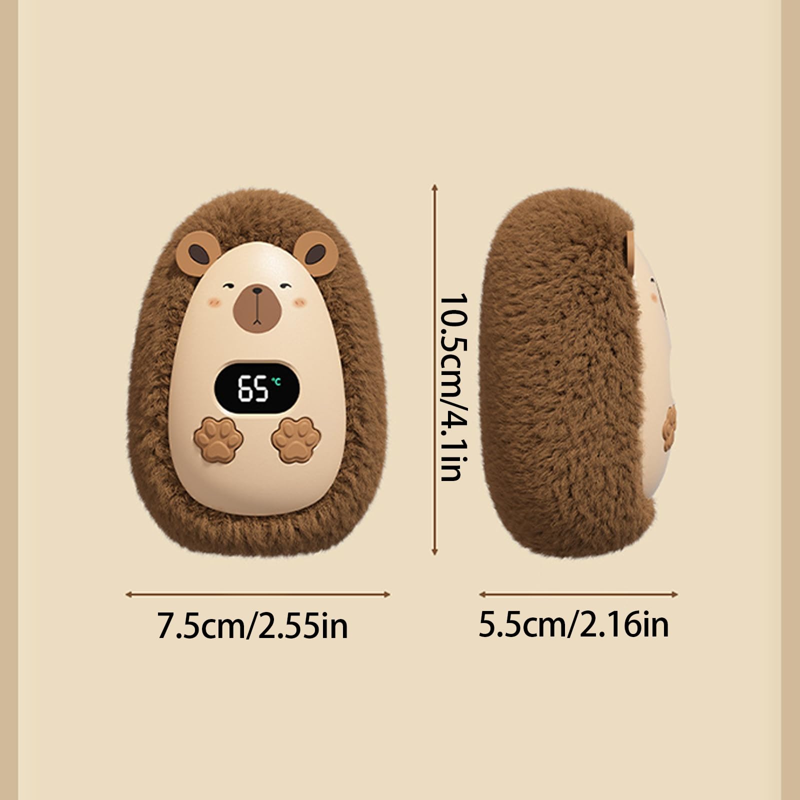 Plush Hand Warmers, Rechargeable Hand Warmer, Animal Hand Warmer, USB Rechargeable Hand Warmer, Winter Hand Warmer Plush, for Winters Women Men (B)