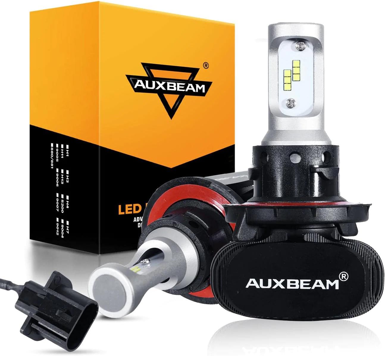 Auxbeam H13 9008 LED Bulbs, NF-S1 Series 8000LM Per Set 6500K LED Light Bulbs Fanless & Noiseless Design, Replace for Halogen Bulb (Pack of 2)