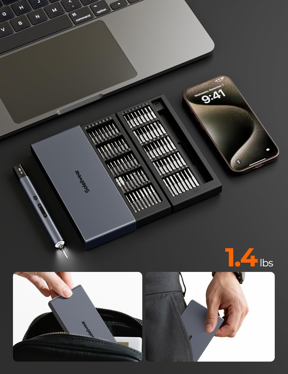 Juego de mini destornilladores eléctricos, 80 en 1, pequeño destornillador eléctrico de precisión con 5 niveles de par, máximo 0.75 N.m, batería de 500 mAh, kit de destornilladores eléctricos
