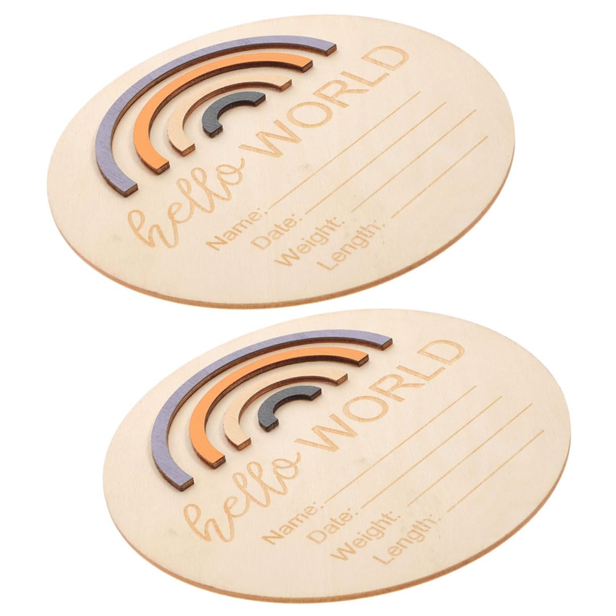 Yardwe Wooden Baby Announcement Sign 2 Pieces Newborn Name and Milestone Decor