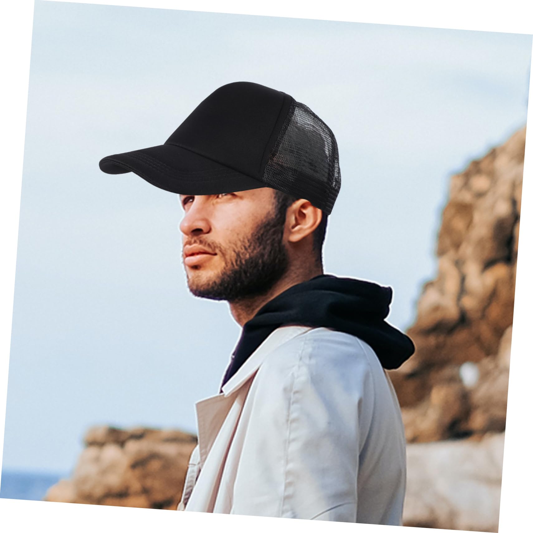 GALPADA 10 Cappelli per Sublimazione Vuoti, Berretto da Baseball in Poliestere Nero, Rete Traspirante, per Trasferimento Termico, 10 Pezzi