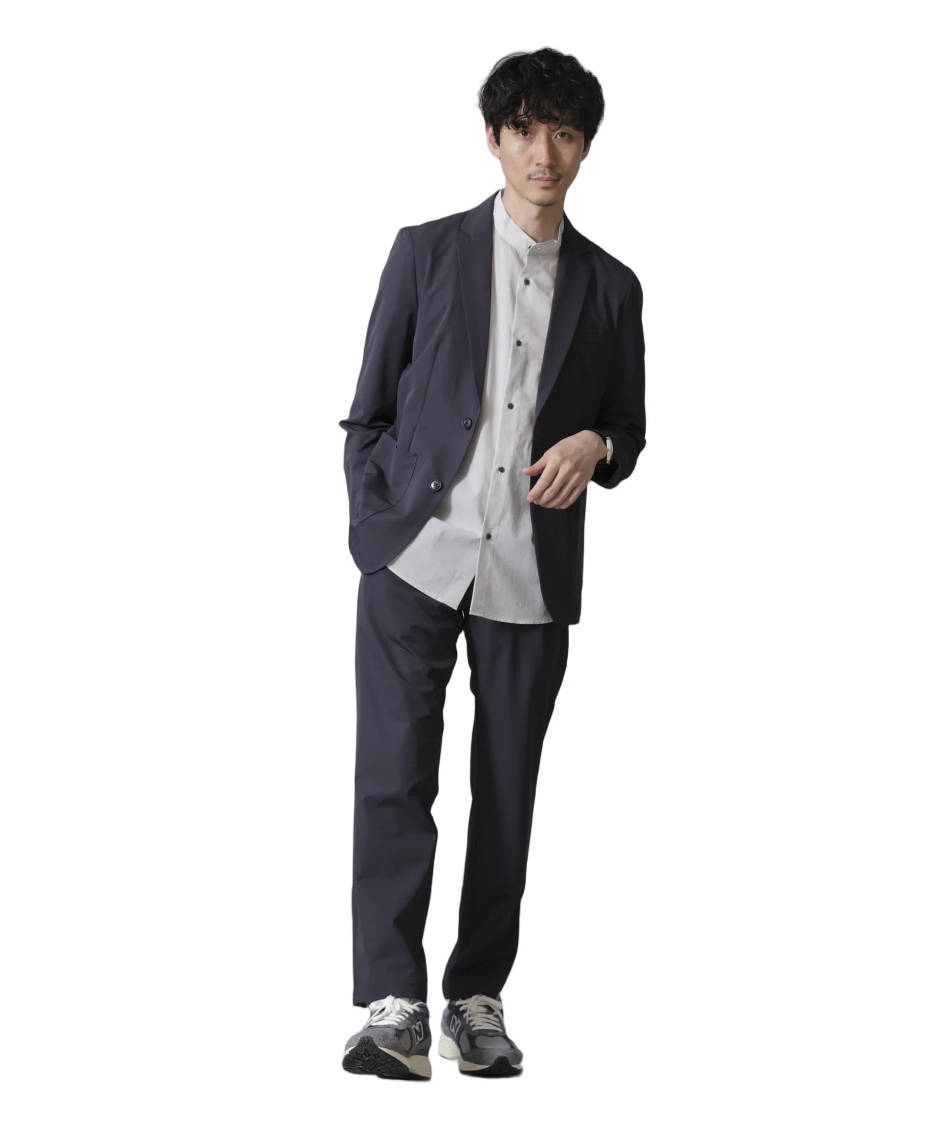 極美品 ナノユニバース 46 （M）セットアップ スーツ シルク混 