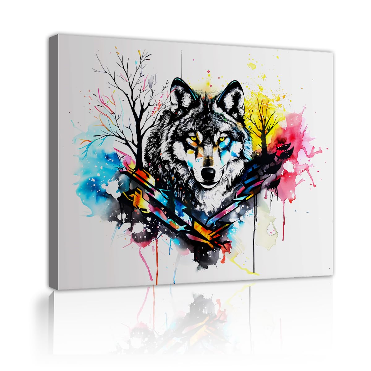Wilk Splash Canvas Wall Art Abstract Trees Watercolor Style Large Animal Mural Prints Painting for Living Room, Bedroom, Office, Home Decor 80 x 95 cm