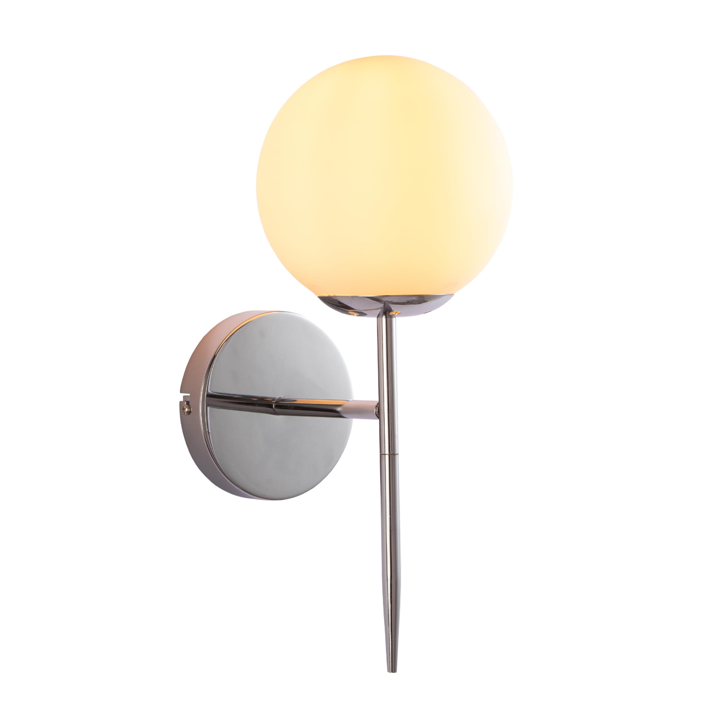 Tekled Chrome-Opal Myhome Mid-Century Nordic Globe Sconce Modern Wall Light | E27 Fitting | For Bedrooms Living Rooms Hallways Receptions Cafes Restaurants | (Bulb Not Included)