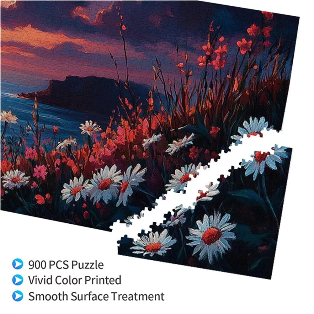 Puzzle Paysage 900 Pieces Fleur Puzzle Adultes 87 x 34 cm DIY Difficile Classiques Jigsaw Panoramique, Adulte Jeu éducatif, 2025 Bois Jigsaw Art Impossible Famille Challenge, Cadeau pour Femme Q-8