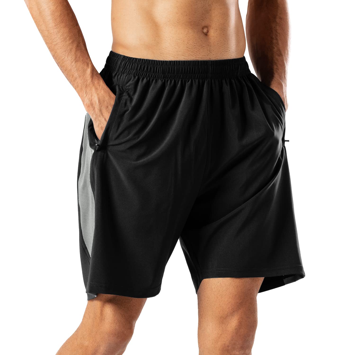 HMIYA Herren Sport Shorts Kurze Hose mit Reißverschlusstasch | Sporthose Laufhose Herren Kurz，Schnell Trocknend Trainingshose，Workout Essentials Woven Short