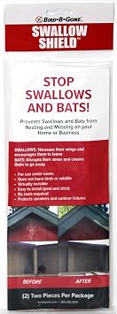 Bird B Gone - Swallow Shield - Transparent 3"x11" Adhesive Strips 2 Pack - Physical Nesting Prevention for Eaves & Overhangs - Virtually Invisible Protective Barrier - Easy to Install