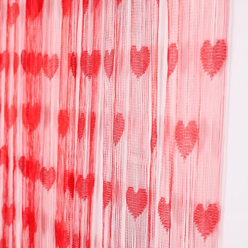 ABOOFAN 2pcs Valentines Party Decorations Backdrop Red Heart Tulle Backdrop Curtains for Valentines Anniversary, Birthday Wedding Engagement Party Photo Back Drop Background Home Door Decorations