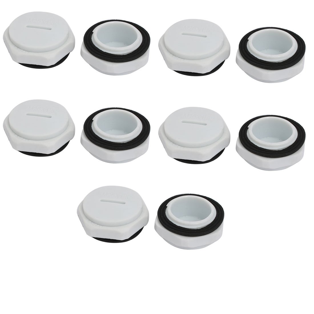 Aexit M25 Nylon Transmission Male Threaded Cable Gland Screw End Cap Cover Gray 10pcs