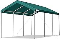 Vista 12 de ADVANCE OUTDOOR Cochera resistente de 10 x 20 pies, altura ajustable, toldo para automóvil, tienda de campaña para fiesta, barco, refugio, gris