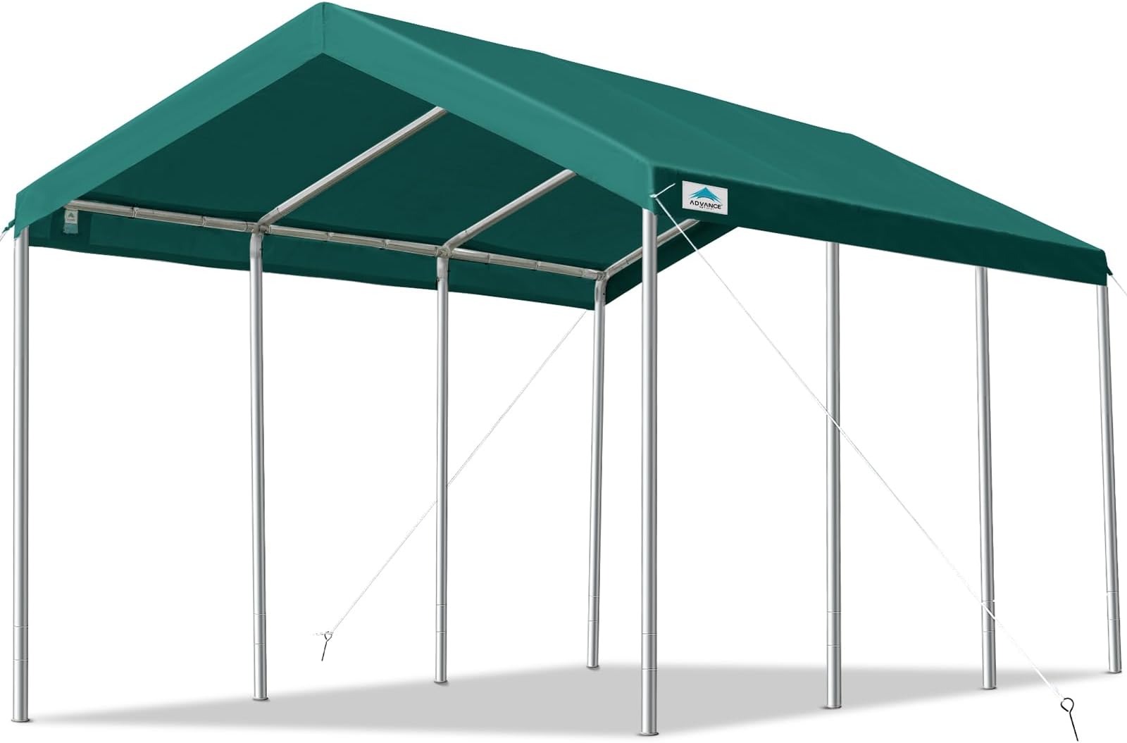 ADVANCE OUTDOOR 10x20 ft Heavy Duty Carport, Adjustable Height Garage Car Canopy Party Tent Boat Shelter, Green