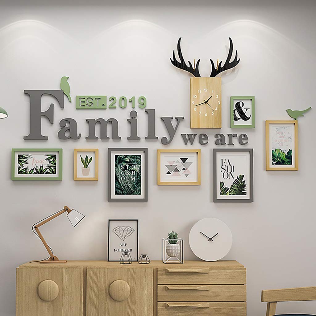 Ramki ścienne i stojące Wood Picture Frame dla 7 zdjęć Indywidualne zdjęcie Kolaż Multi Apperture Frames Photo Ramka na ścianie i domu, 3 kolory Zestawy ramek do zdjęć w różnych rozmiarach(B)