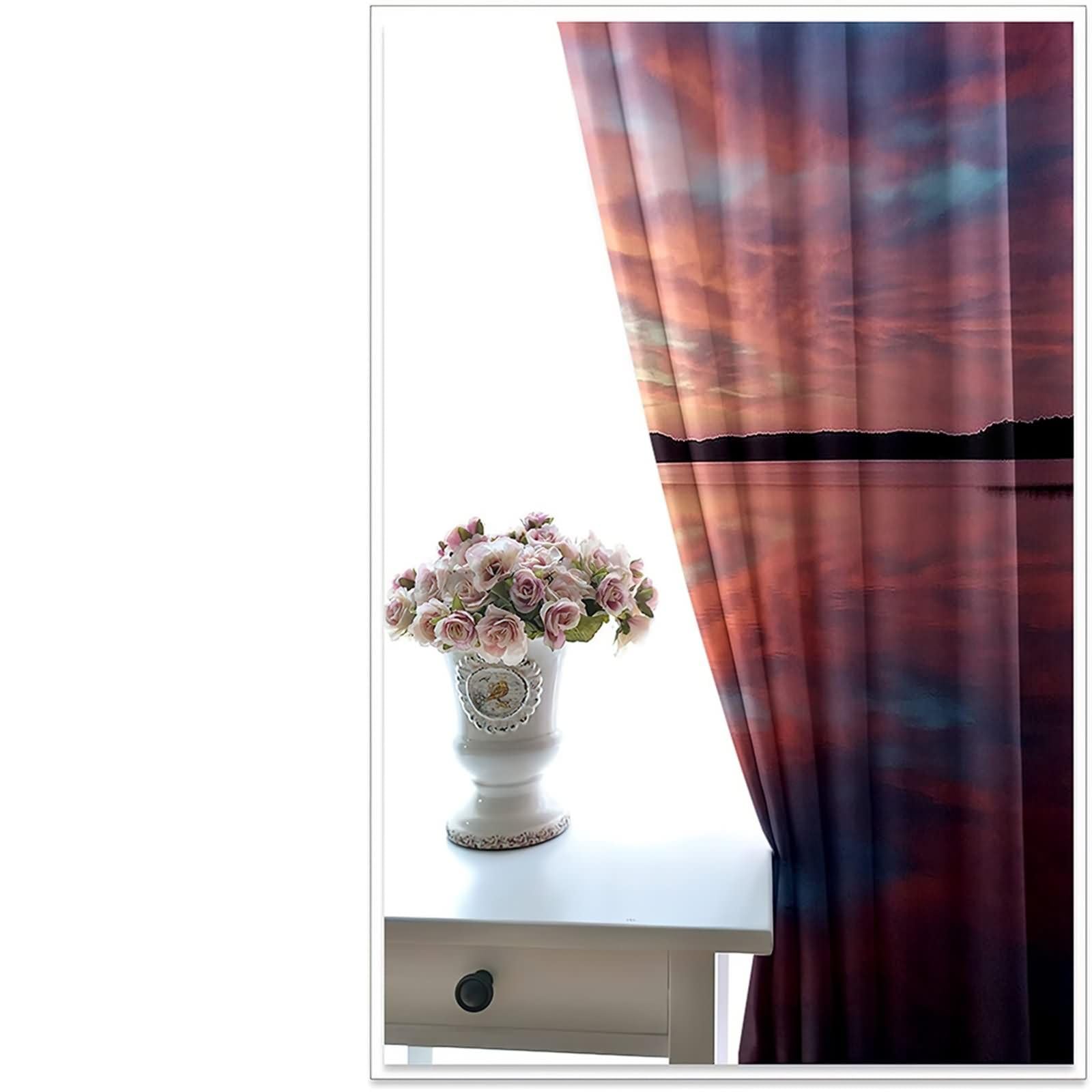 Blickdichte Vorhänge Kinder 2 Panels,2 x 137W x 183H cm,Gardinen Set mit Ösen Seelandschaft und Sonnenuntergang Vorhänge Mehrfarbig für Wohnzimmer