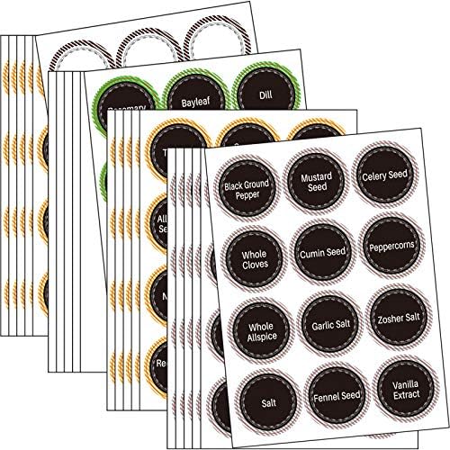 144 Pieces 38 mm Spice Jar Labels Stickers Round Spice Organizer Labels Stickers Printed Pantry Container Labels and Self Adhesive Blank Spice Tags for Jar, Container and Lids