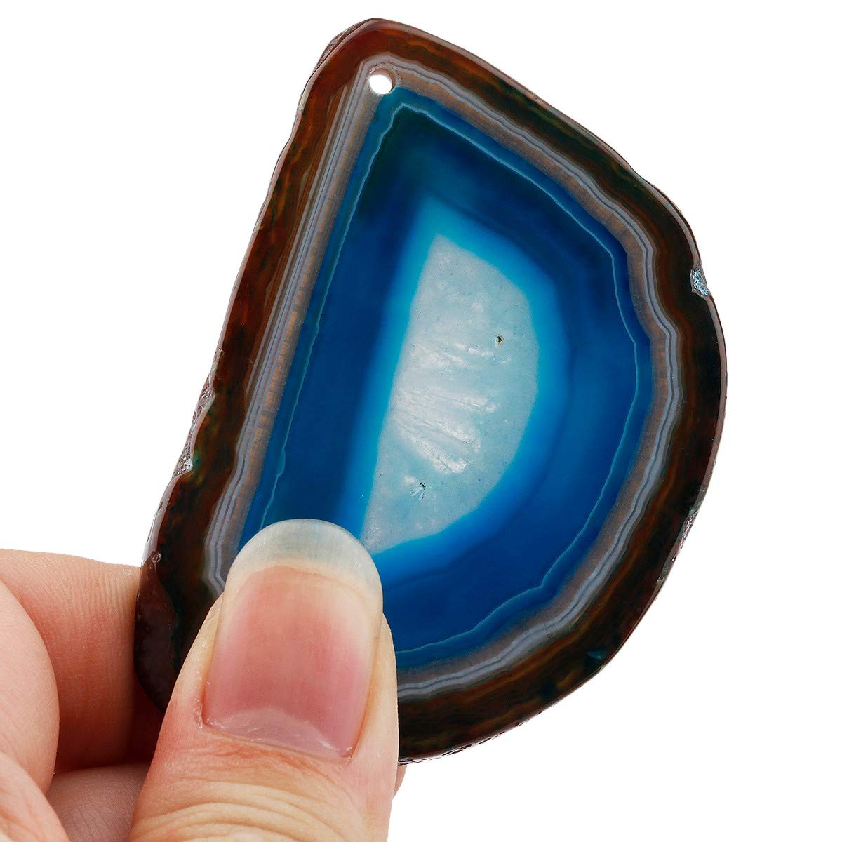 mookaitedecor 12 Stück Natürliche Geode Achat Scheiben Anhänger für Schmuckherstellung, unregelmäßige poliert Top gebohrte geschnittene Achat Platten