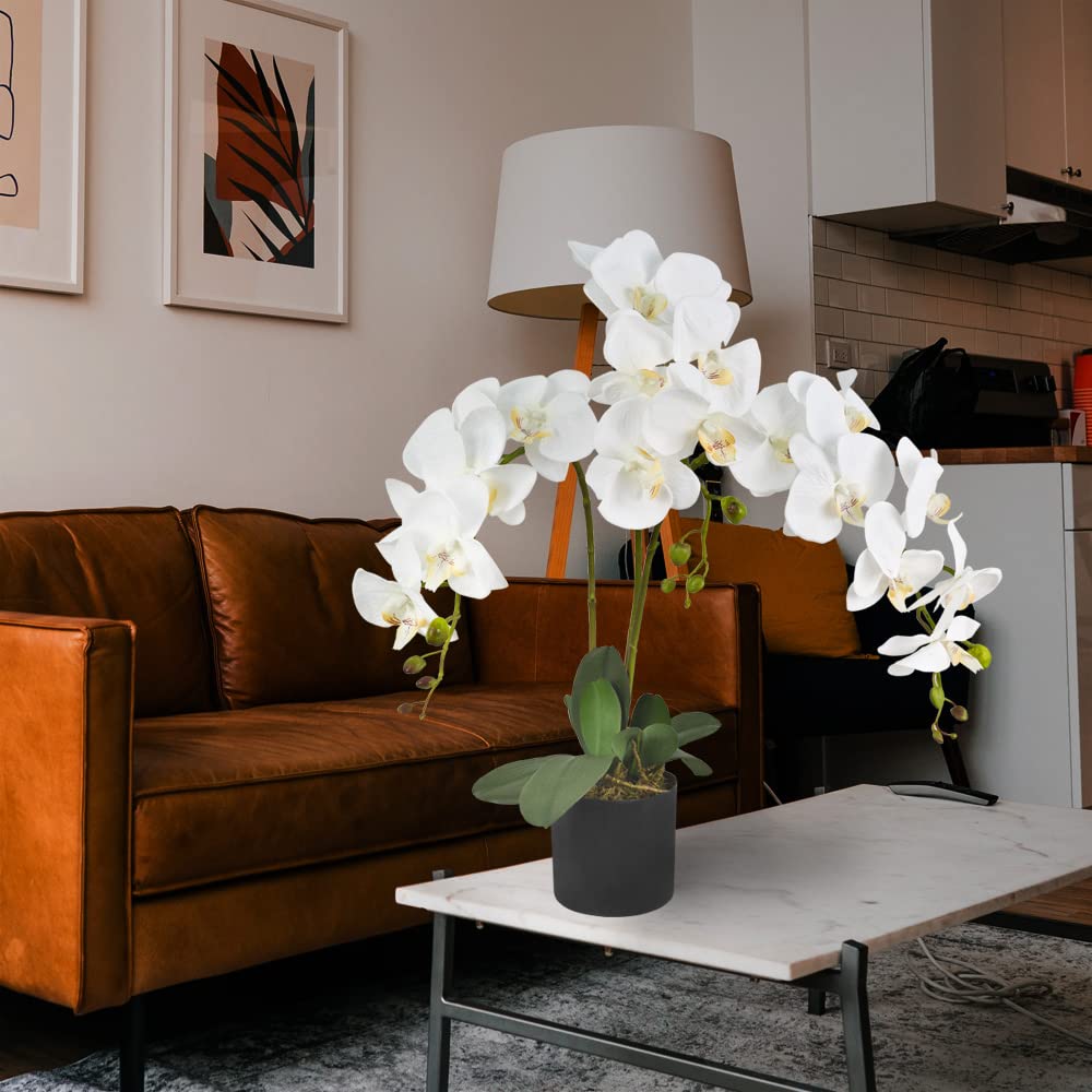 Decovego Orchidée Plante Artificielle Artificiel avec Pot 65cm Blanc
