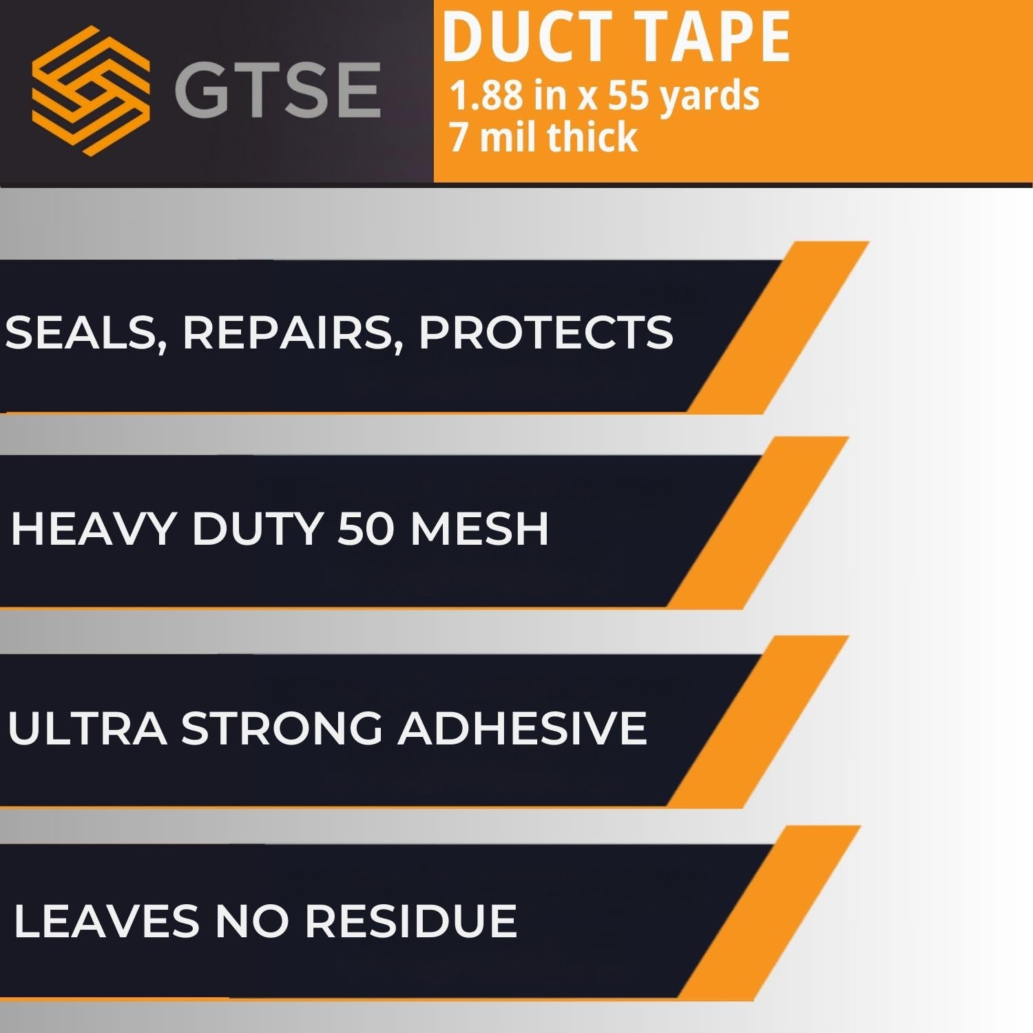 GTSE - Ruban Adhésif Toilé Duct Tape 50 m x 48 mm Blanc Lot de 3 rouleaux