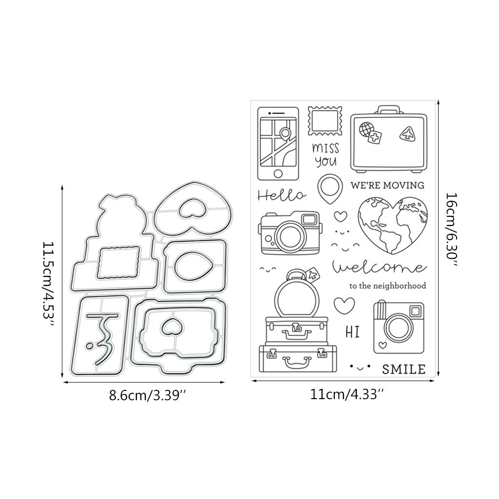 Lottoy Set Fustelle In Acciaio E Timbri In Silicone Per Scrapbooking | Stampo E Matrice Per Biglietti Fai Da Te E Album Fotografici