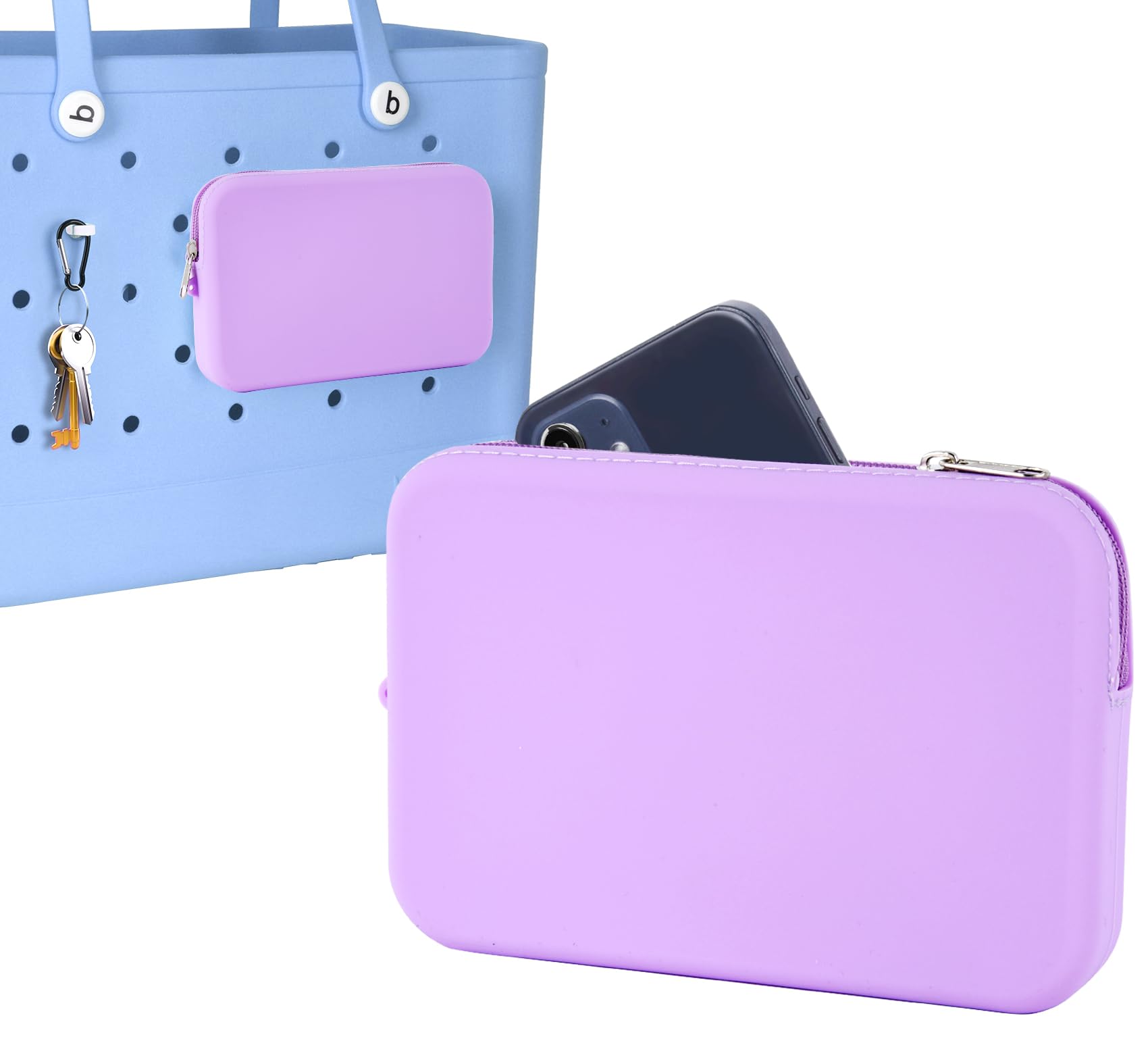 Raymall Silicone Pouch for Bogg Bag, Phone Holder for Bogg Bag XL Size, Zipper Pouch Beach Tote Accessories, Fit All Android and iPhone Cell Phones
